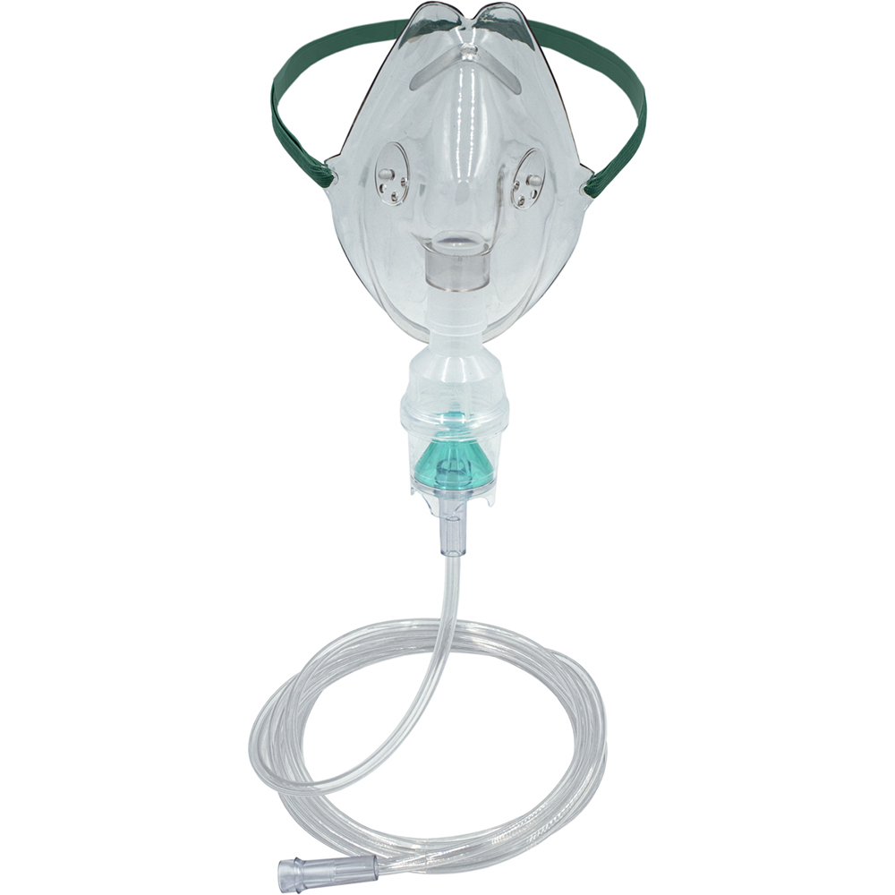 Nebulizer Salter Labs® 8900 Series Handheld Nebulizer Kit Small Volume Medication Cup Universal Aerosol Mask Delivery Elastic Straps 7 Foot Tubing Trumpet Connector (1/EA 50/CS) by AirLife  ID 8924-7-50